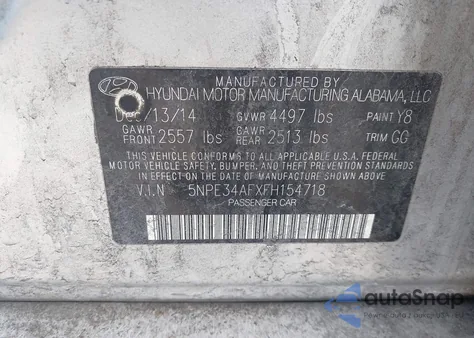 2015 Hyundai Sonata Limited из США, поврежденный, VIN 5NPE34AFXFH154718